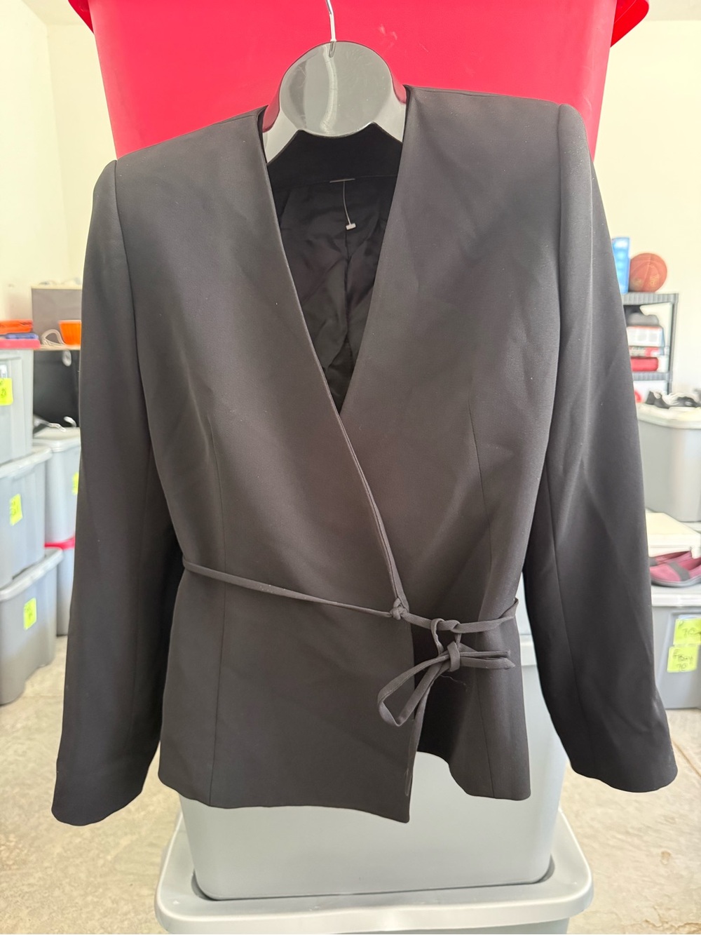 Black Wrap-Front Women’s Blazer Jacket p45